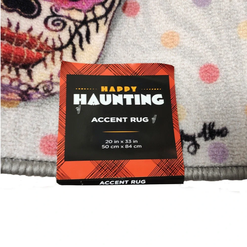 Happy Haunting Day Of The Dead Sugar Skull Accent Rug